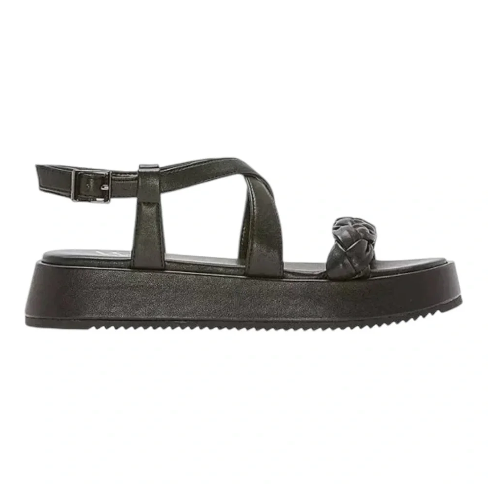 Worthington Lulu Black BraidedCrisscross Strap Platform Sandals Size 9.5M